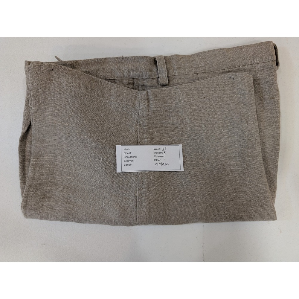 Vintage American Eagle Coarse Weave Men's Linen Pleated Dress Shorts - Size 38 - Picture 7 of 8